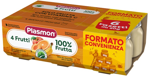 PLASMON OMOGENEIZZATO 4 FRUTTI 6X80 G - Farmacia De Pasquale