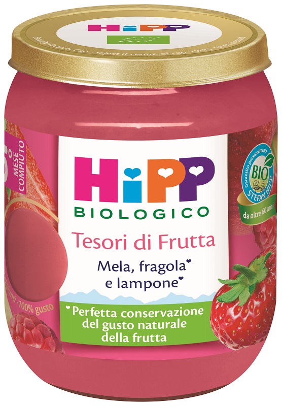 HIPP TESORI FRUTTA MELA FRAGOLA LAMPONE 160 G - Farmacia De Pasquale