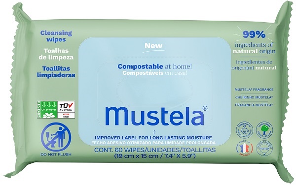 MUSTELA SALVIETTE COMPOSTABILI PROFUMATE 60 PEZZI - Farmacia De Pasquale
