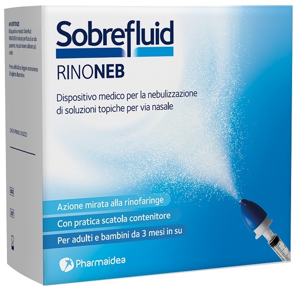 SOBREFLUID RINONEB DISPOSITIVO NEBULIZZATORE + SIRINGA LUER  LOCK DA 50 ML + AGOCANNULA PER PRELIEVO SOLUZIONE - Farmacia De Pasquale