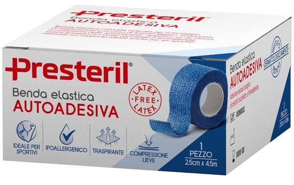 BENDA ELASTICA AUTOADESIVA LATEX FREE PRESTERIL CM 2,5X4,5 M TESI BLU - Farmacia De Pasquale