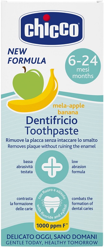 CHICCO DENTIFRICIO 6 MESI+ MELABANANA CON FLUORO 50 ML - Farmacia De Pasquale