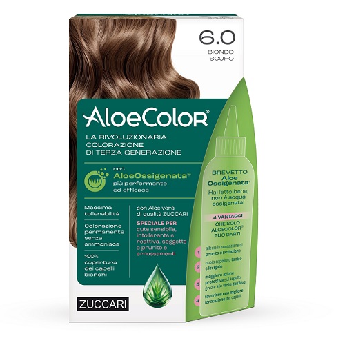 ALOECOLOR 6,0 BIONDO SCURO TINTA PERMANENTE CAPELLI COLORE AD ALTA PIGMENTAZIONE 50 ML + RIVELATORE ALOEOSSIGENATA 75 ML + SHAMPOO ALOECARE 15 ML + GUANTI - Farmacia De Pasquale