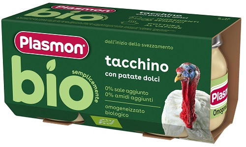 PLASMON BIO OMOGENEIZZATO TACCHINO CON PATATE DOLCI 2 PEZZI - Farmacia De Pasquale