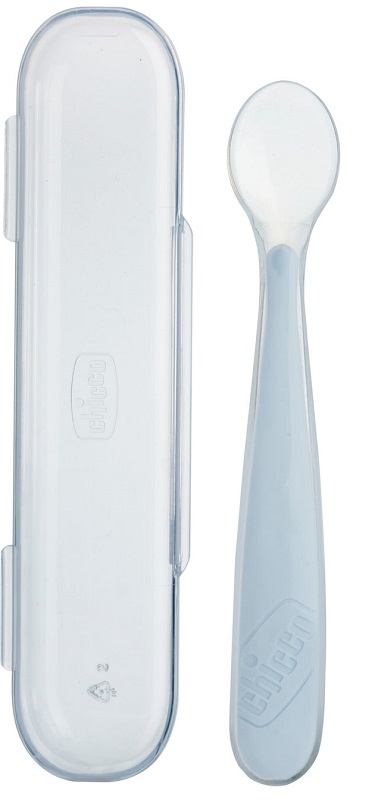 CHICCO CUCCHIAIO SILICONE CON CASE GRIGIO 6 MESI+ - Farmacia De Pasquale