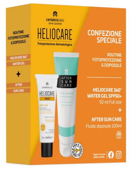 HELIOCARE 360 WATER GEL 50 ML + AFTER SUN 100 ML TRAVEL SIZE - Farmacia De Pasquale