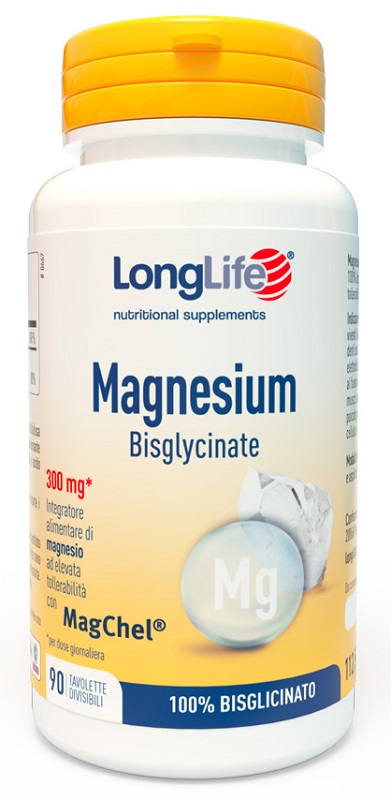 LONGLIFE MAGNESIUM BISGLYCINATE 90 TAVOLETTE DIVISIBILI SENZA GLUTINE - Farmacia De Pasquale
