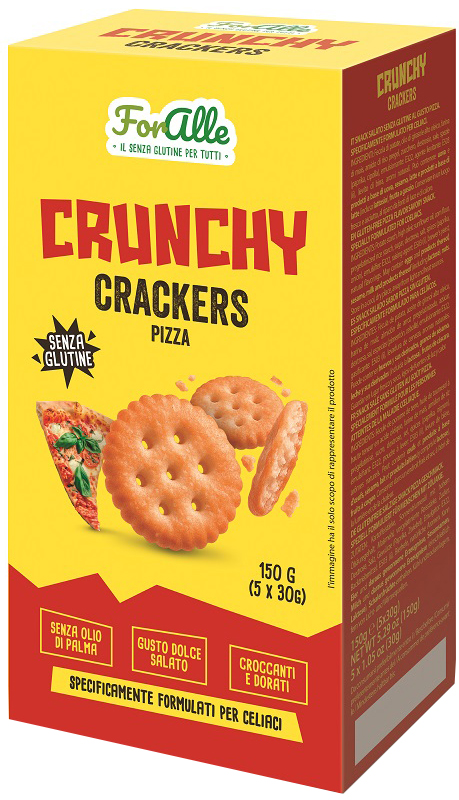 FORALLE CRUNCHY CRACKERS PIZZA 5 BUSTINE X 30 G SENZA OLIO DI PALMA, GUSTO DOLCE SALATO - Farmacia De Pasquale