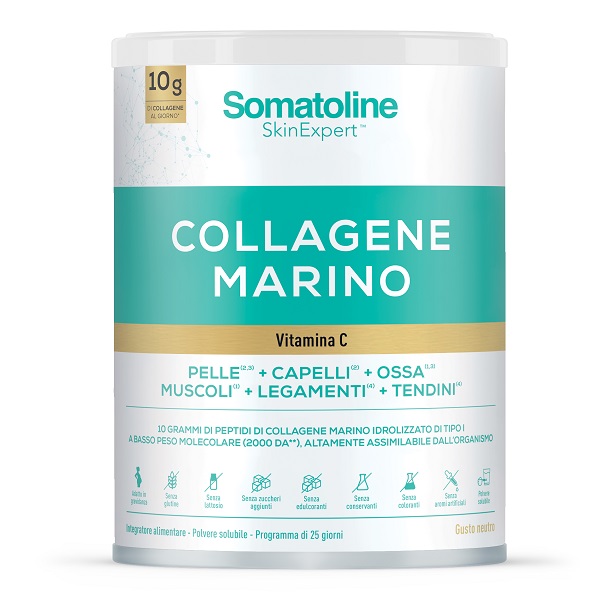 SOMATOLINE COLLAGENE MARINO 258 G SENZA GLUTINE SENZA LATTOSIO SENZA ZUCCHERI AGGIUNTI SENZA EDULCORANTI - Farmacia De Pasquale