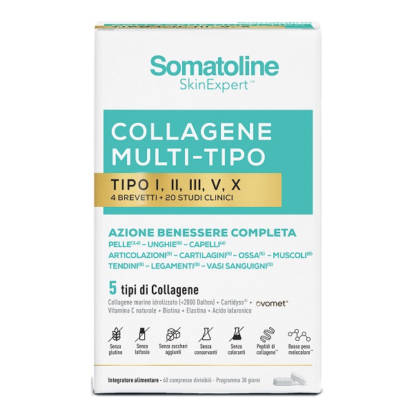 SOMATOLINE COLLAGENE MULTI TIPO 60 COMPRESSE SENZA GLUTINE SENZA LATTOSIO SENZA ZUCCHERI AGGIUNTI - Farmacia De Pasquale