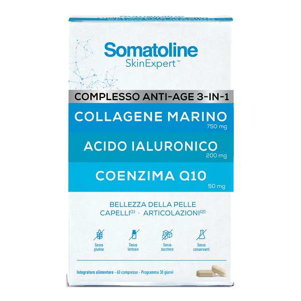 SOMATOLINE COMPLESSO ANTI AGE 3IN1 60 COMPRESSE SENZA GLUTINE SENZA LATTOSIO - Farmacia De Pasquale