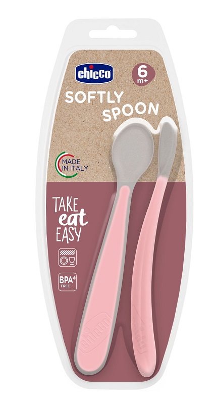 CHICCO CUCCHIAIO IN SILICONE DOPPIO ROSA 6M+ - Farmacia De Pasquale