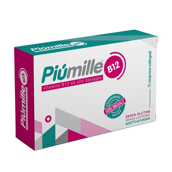 PIUMILLE B12 15 COMPRESSE SUBLINGUALI 0,080 G SENZA GLUTINE  SENZA LATTOSIO CON EDULCORANTE - Farmacia De Pasquale